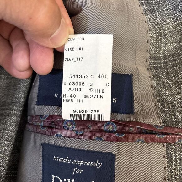 Ralph Lauren Wool Silk Linen Blazer Unstructured Gray Glen Plaid Windowpane 40L - Picture 11 of 11